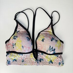 Victorias Secret PINK Lightly Lined Floral Velvet Bralette Bra Small Multicolor